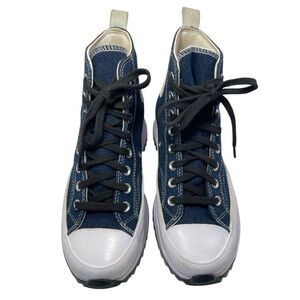 Custom Converse Run Star Hike Platform Indigo Denim Cherries W9/M7.5 Like New